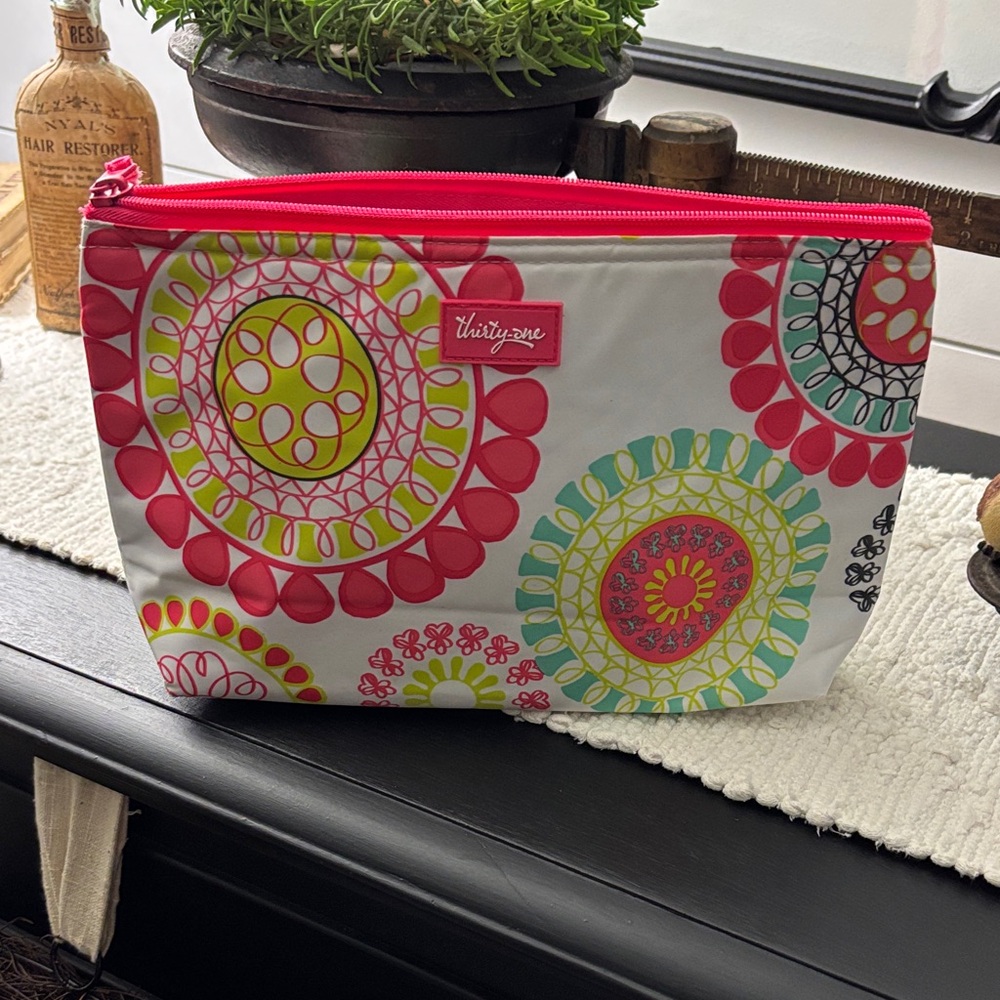 Thirty-One Red and Multicolor Cosmetic Bag